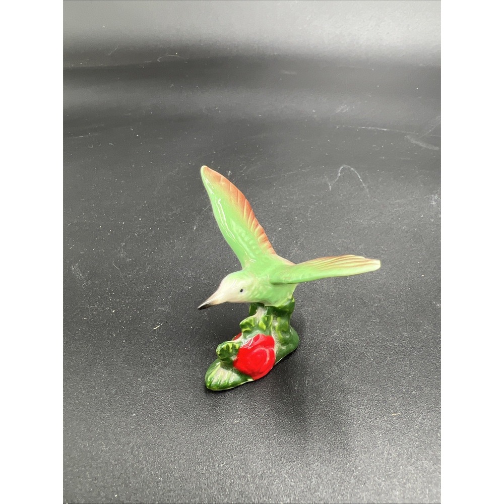 Porcelain Hummingbird Figurine With Rose